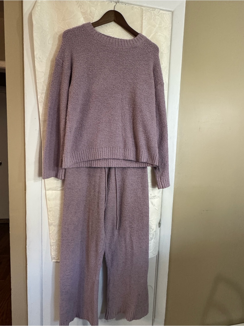 Lavender Cozy Wide-Leg Knit Pants